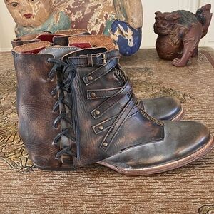 Freebird by Steven Distressed Brown Lace-Up Ankle Boots